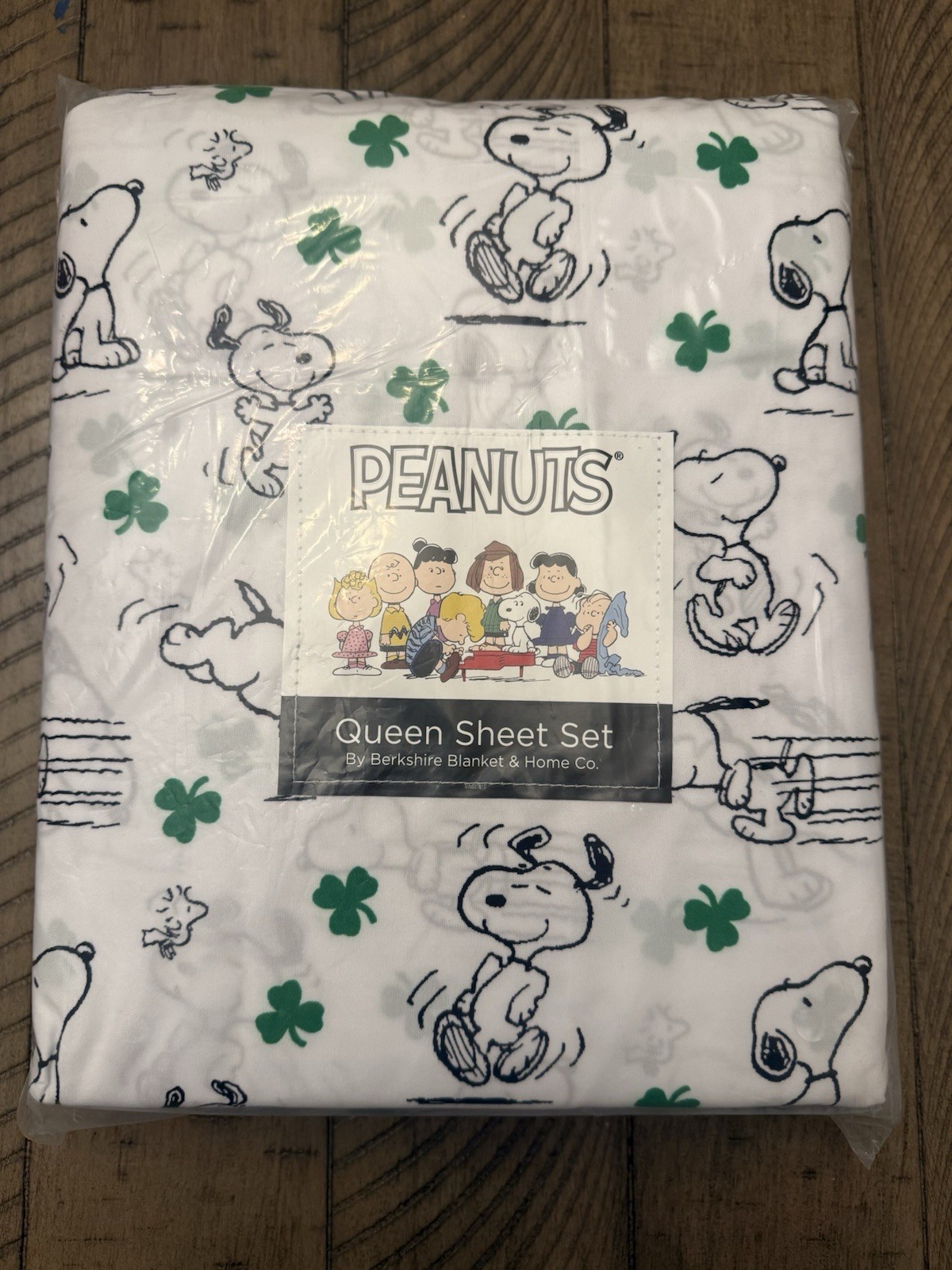 Peanuts Snoopy Queen Sheet Set St Patrick's Day Shamrocks By Berkshire Spring
