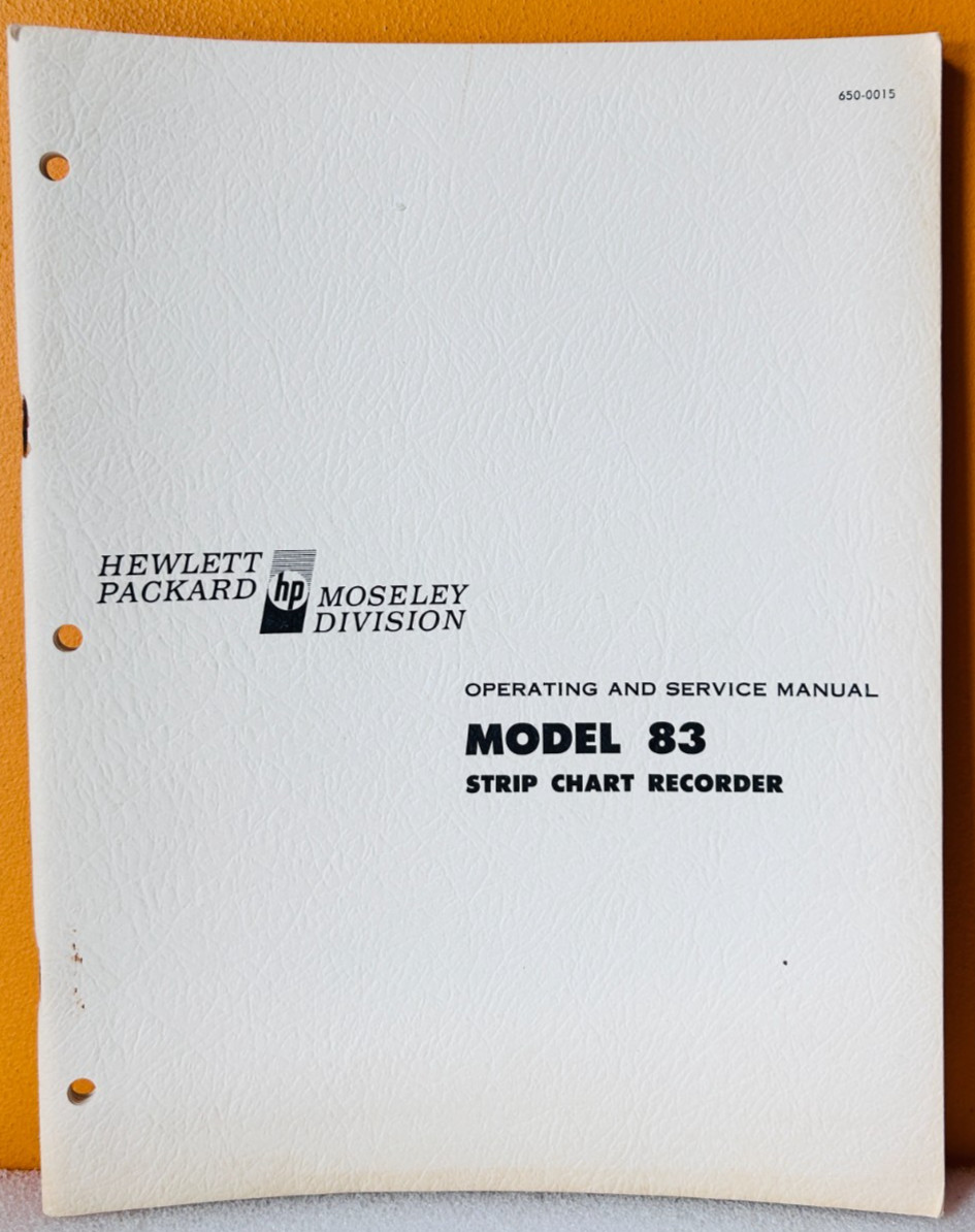 HP 650-0015 Model 83 Strip Chart Recorder Operating & Service Manual.