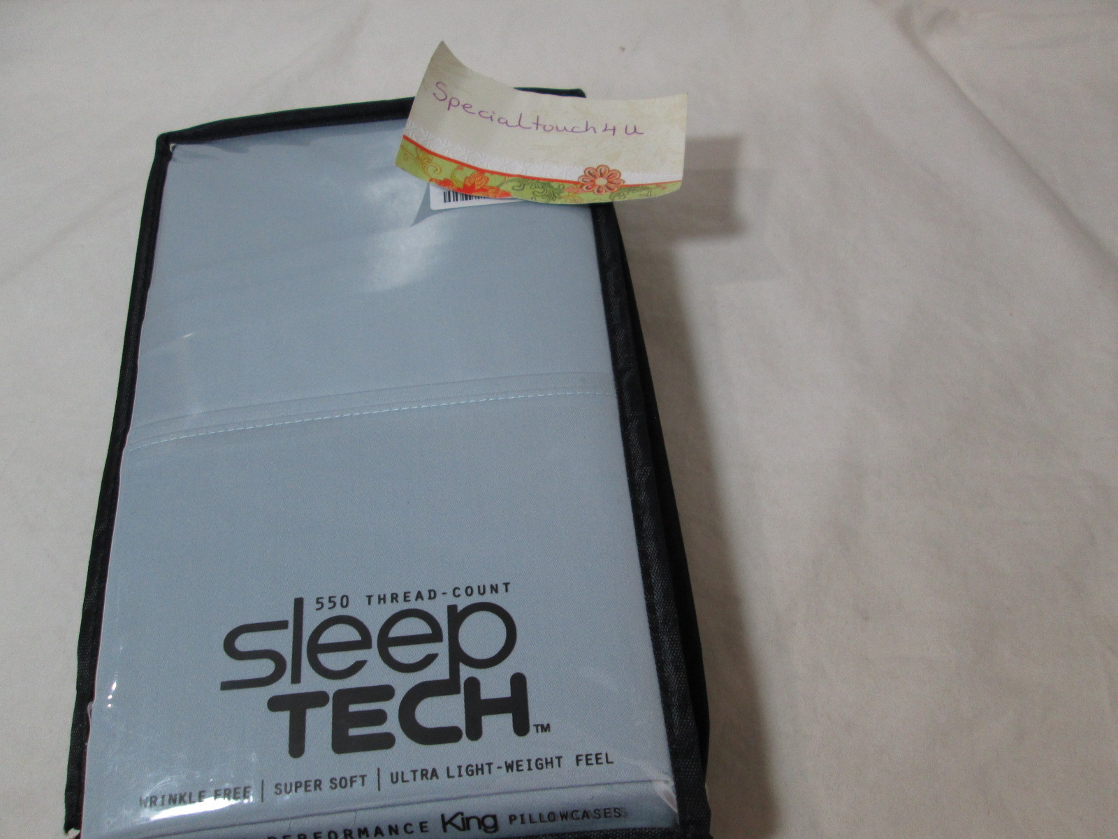 NEW Sleep Tech Performance 2 King Pillowcases - 550 Thread Count - Blue NIP