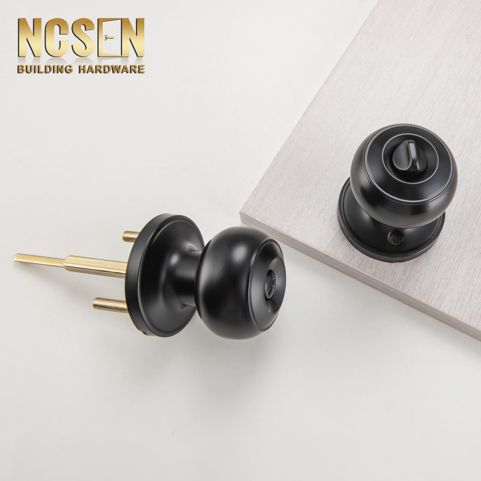 8 Pack Black Door Knobs Interior Keyless, Door Knobs for Bathroom & Bedroom