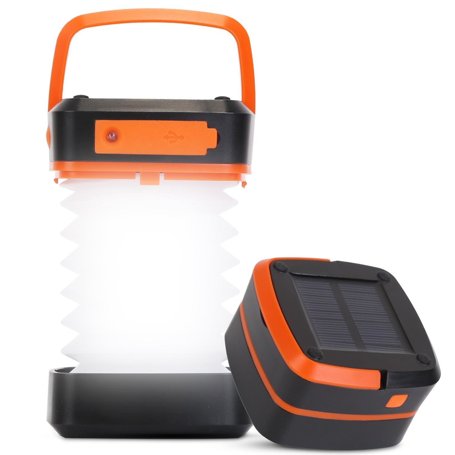 Solar Camping Lantern LED Collapsible Tent Lamp USB Rechargeable Emergency Light