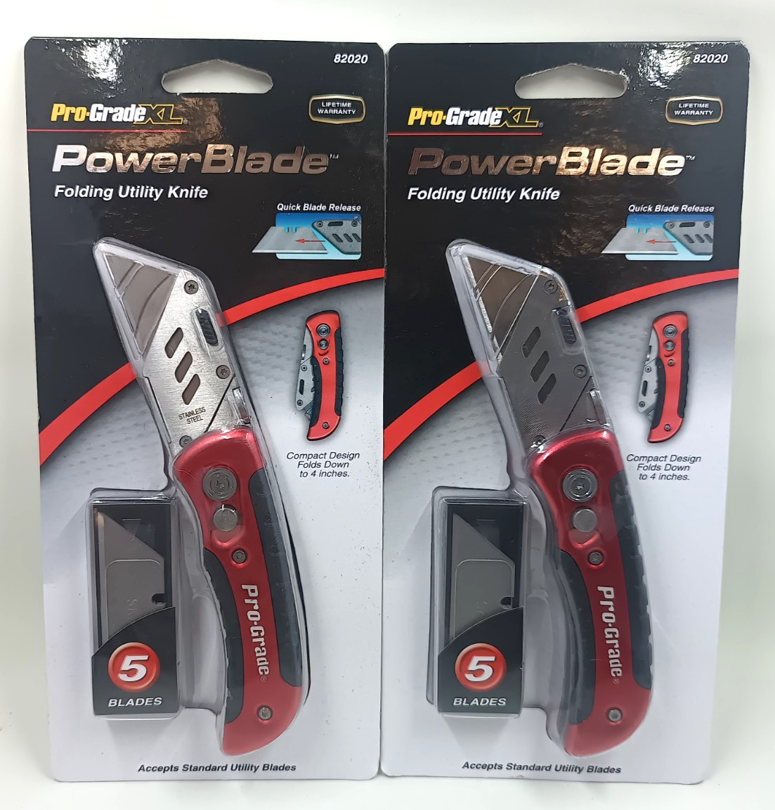 Pro-Grade XL PowerBlade Folding Utility Knife Compact Lightweight 82020 Lot of 2