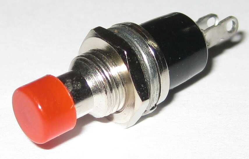 Momentary Red Pushbutton Switch - Panel Mount - SPST N.O. - 1/4" Mounting Hole