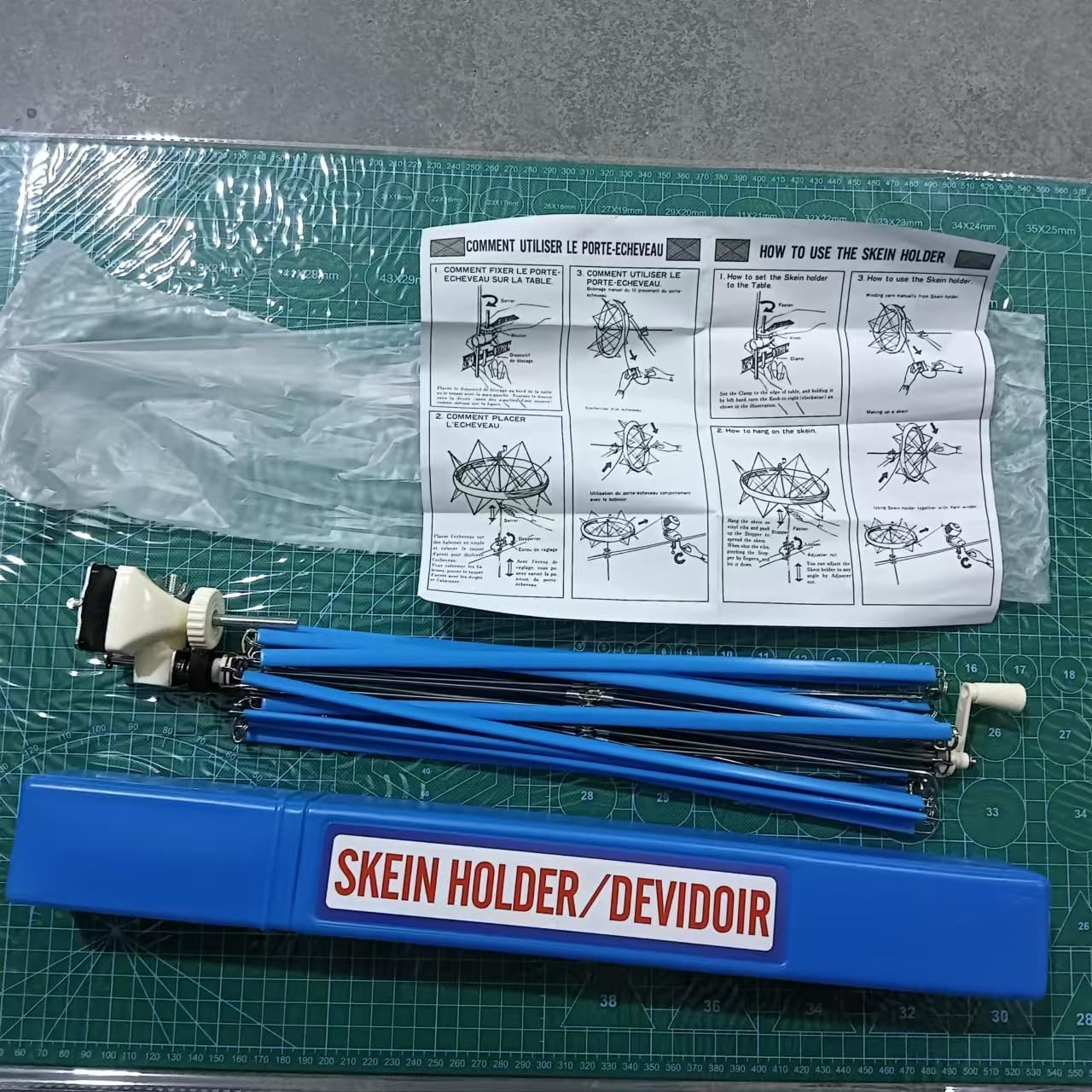 Yarn Swift Winder Ball Knitting Holder,Packed in blue