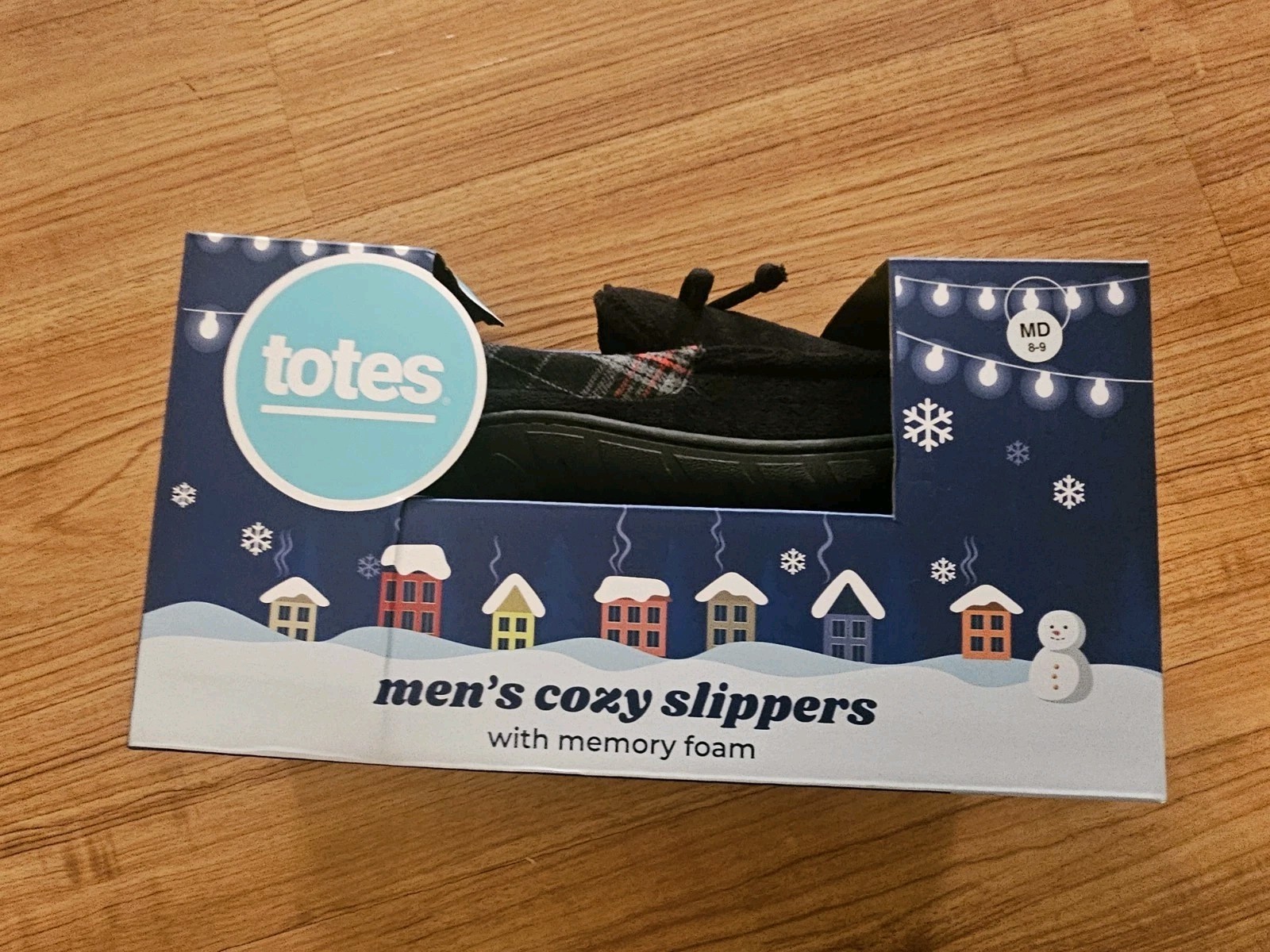 Totes Mens Cozy Slippers Memory Foam Medium Size 8 to 9 Black