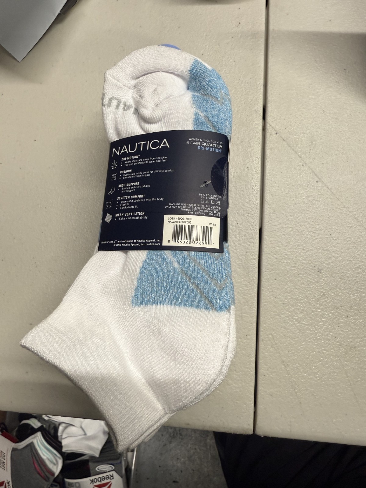 Nautica 6-Pair Women's Athletic Quarter Cut Socks White (6 Pair)