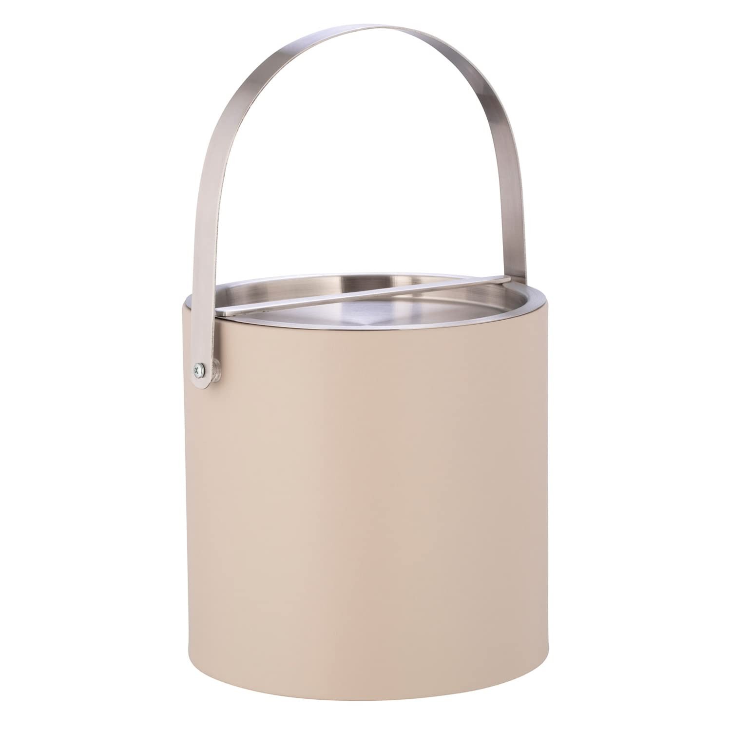 SYDNEY 3qt Ice Bucket with Brushed Chrome Arch Handle & Bridge Cover: Taupe