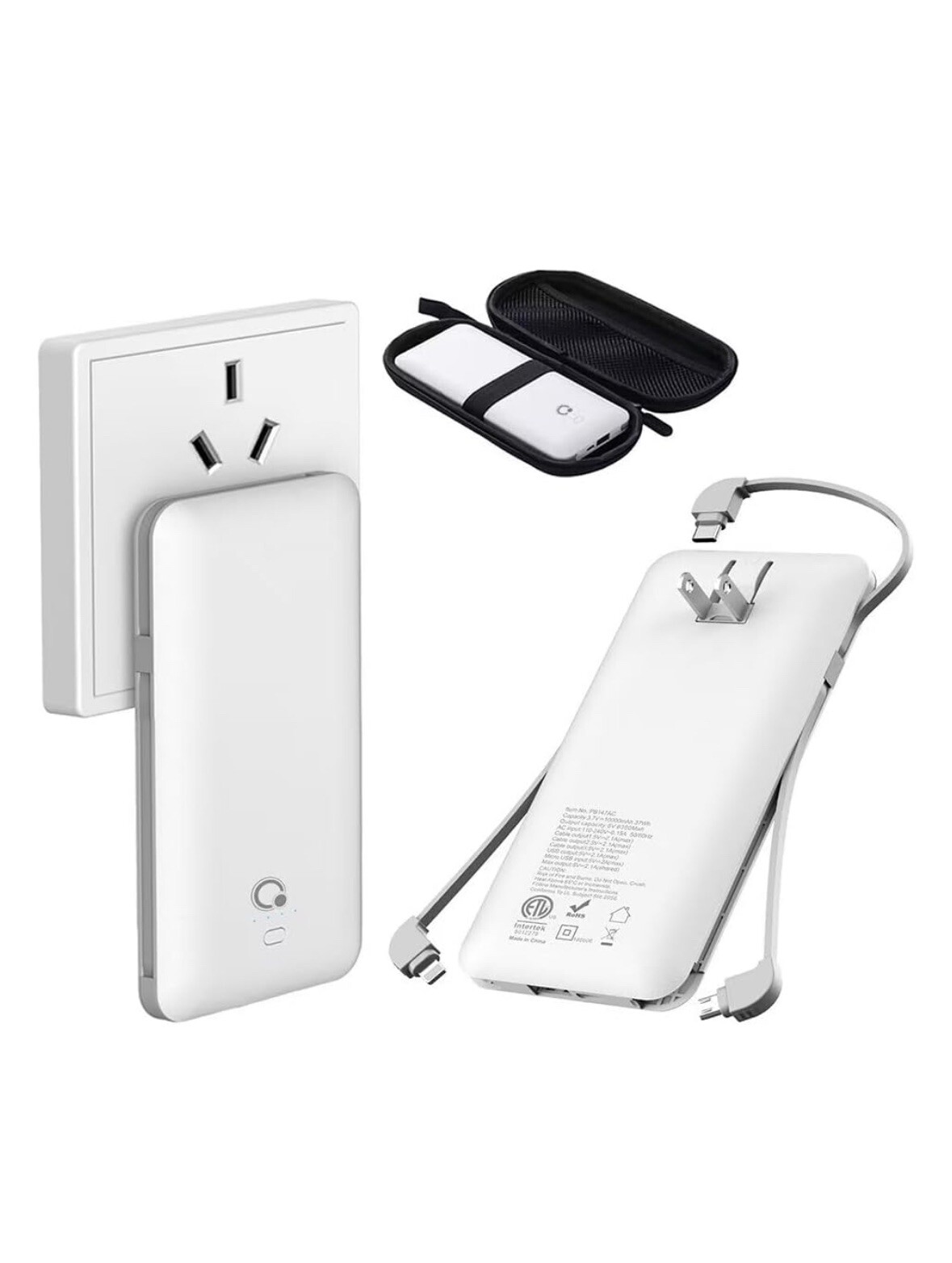 10000mAh Portable Charger, QSlim USB C Power Bank, 4 Output 2 Input External