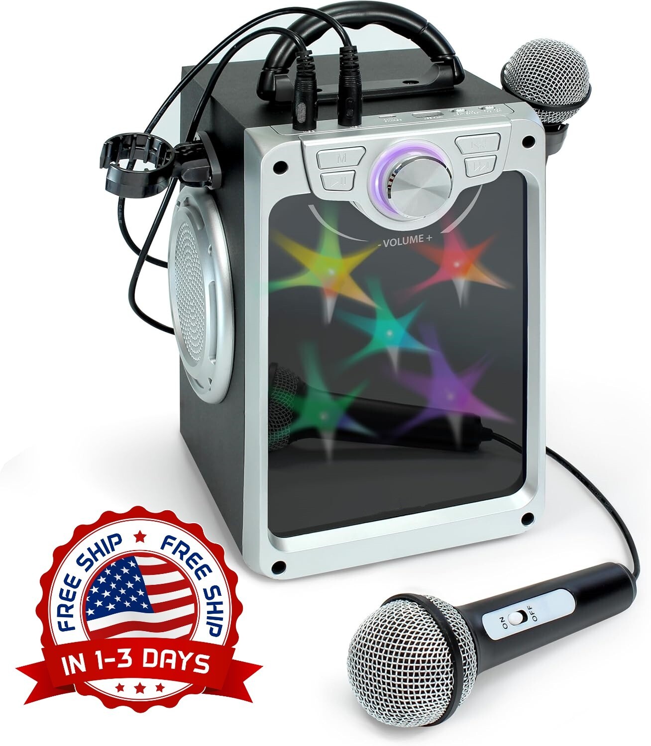 Máquina De Karaoke Para Adultos Y Niños Altavoz Bluetooth Con 2 Micrófonos NUEVO