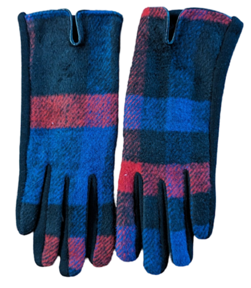 Nine West Red Blue Plaid Gloves, Touch Screen Compatible, Size Small, New