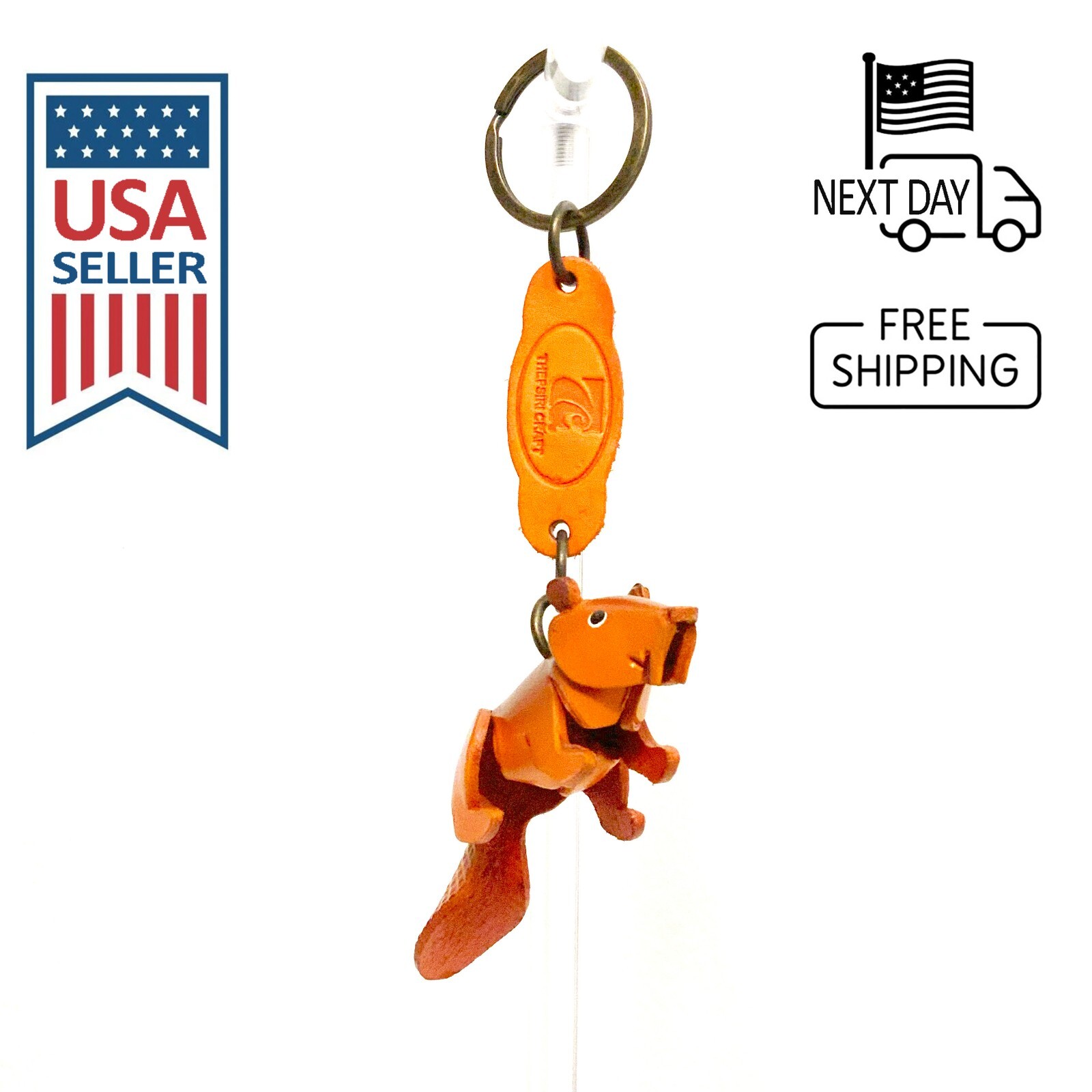 Beaver Handmade Leather Keyring