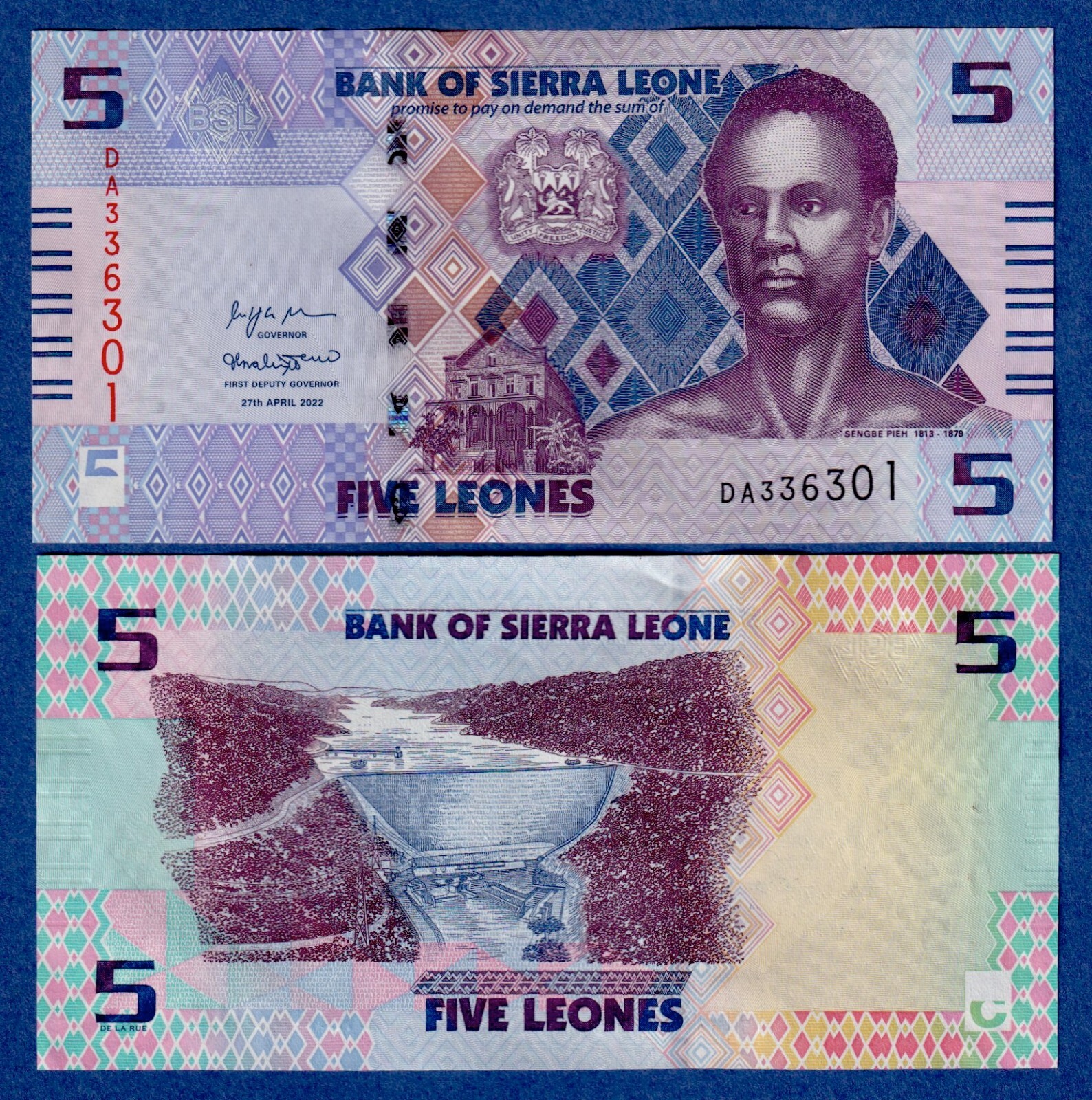 Sierra Leone 5 Leones  (2022) P-W36 UNC Banknote