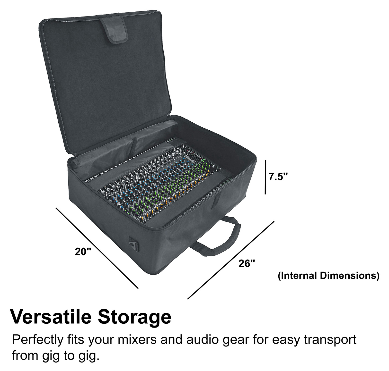 Rockville Pro Mixer Bag w/6 Padded Dividers Fits Behringer MS-5