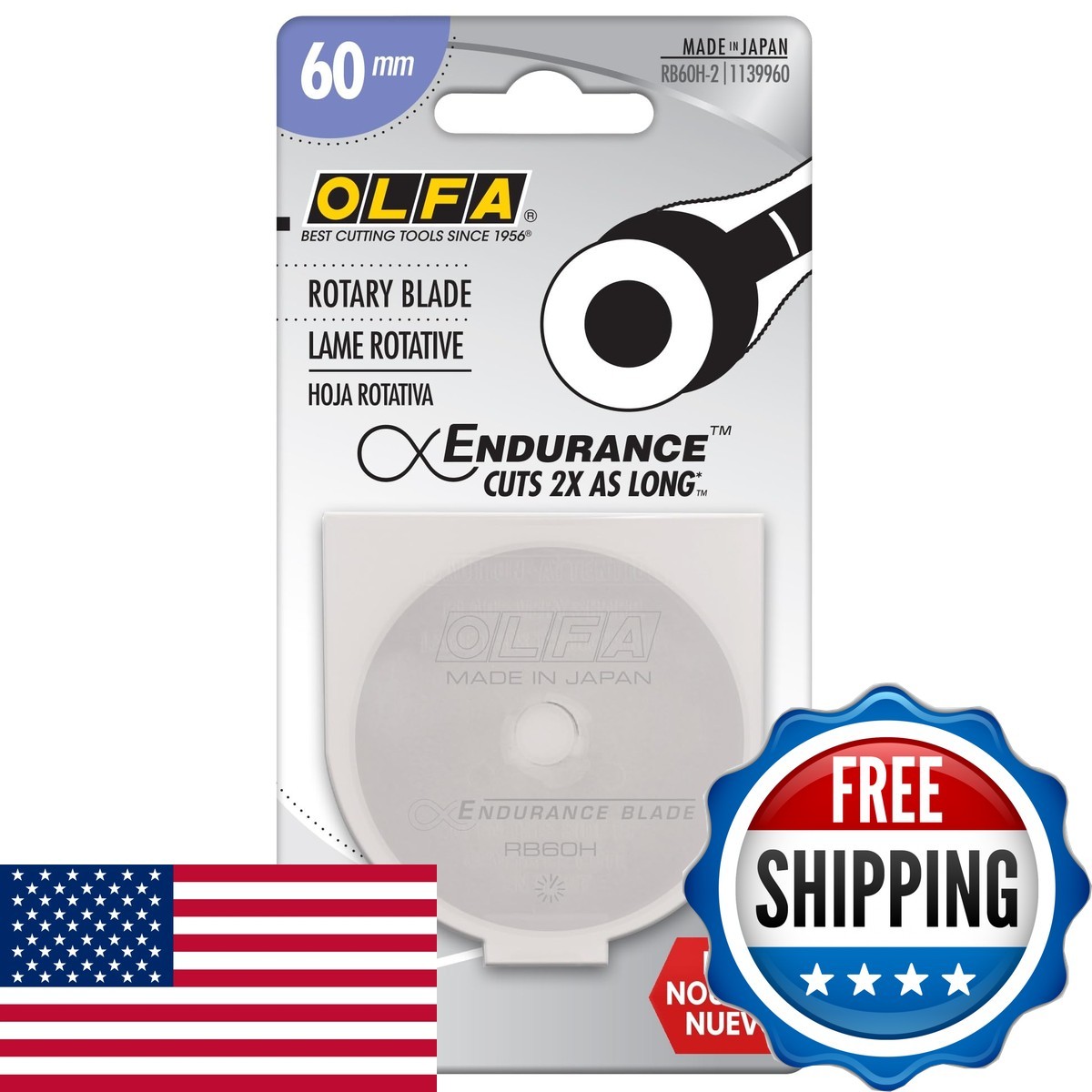 Olfa Endurance Rotary Replacement Blade 60Mm 2Pk 1139960