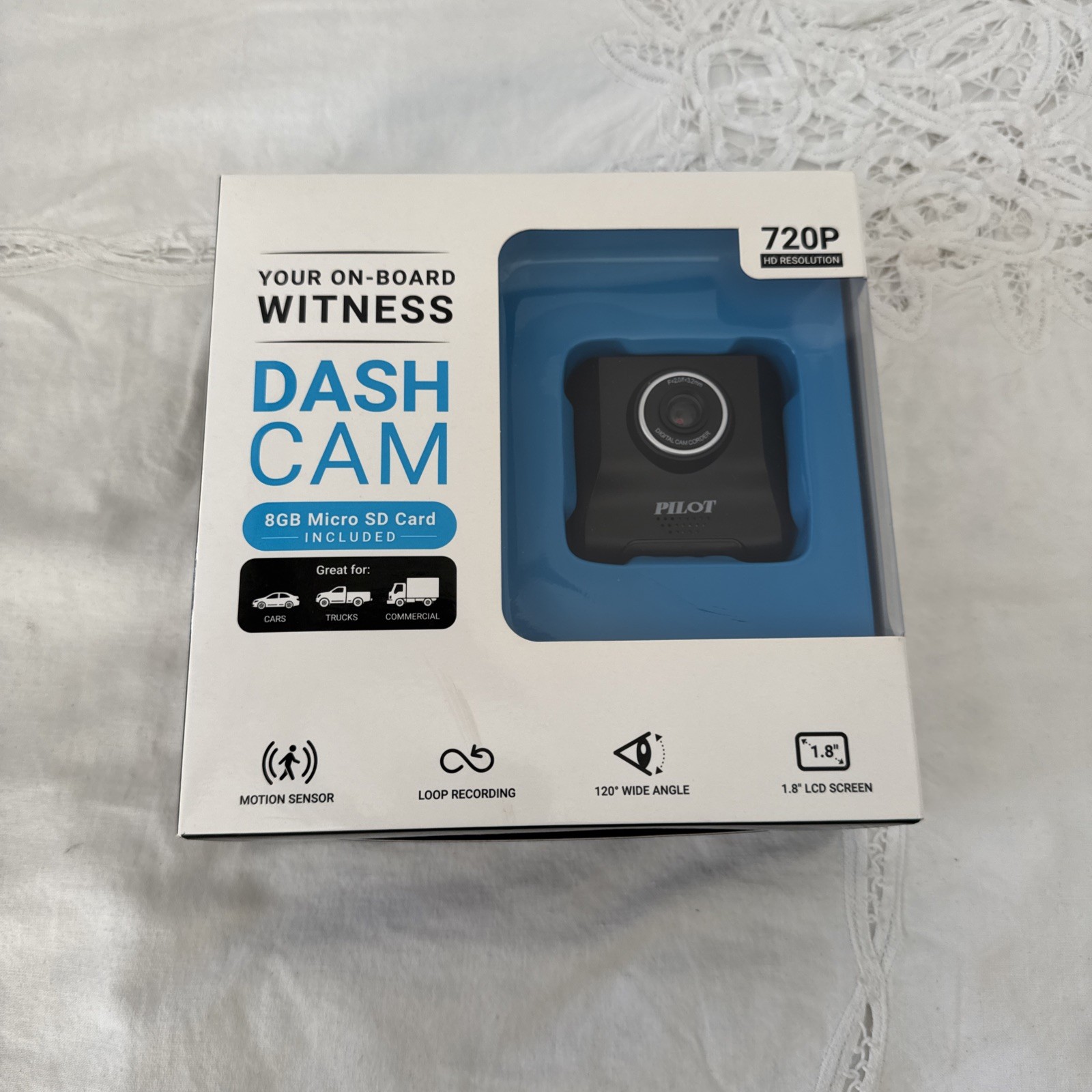Pilot Dash Cam Your On-Board Witness 720p HD Resolution 8GB Micro SD Card