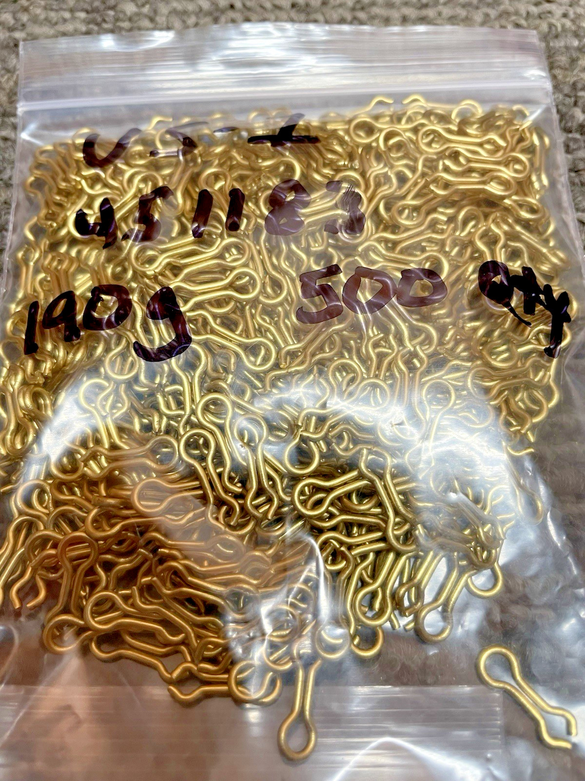 Quantity 500 US-1 Brass Sinker Eyelets for Sinkers