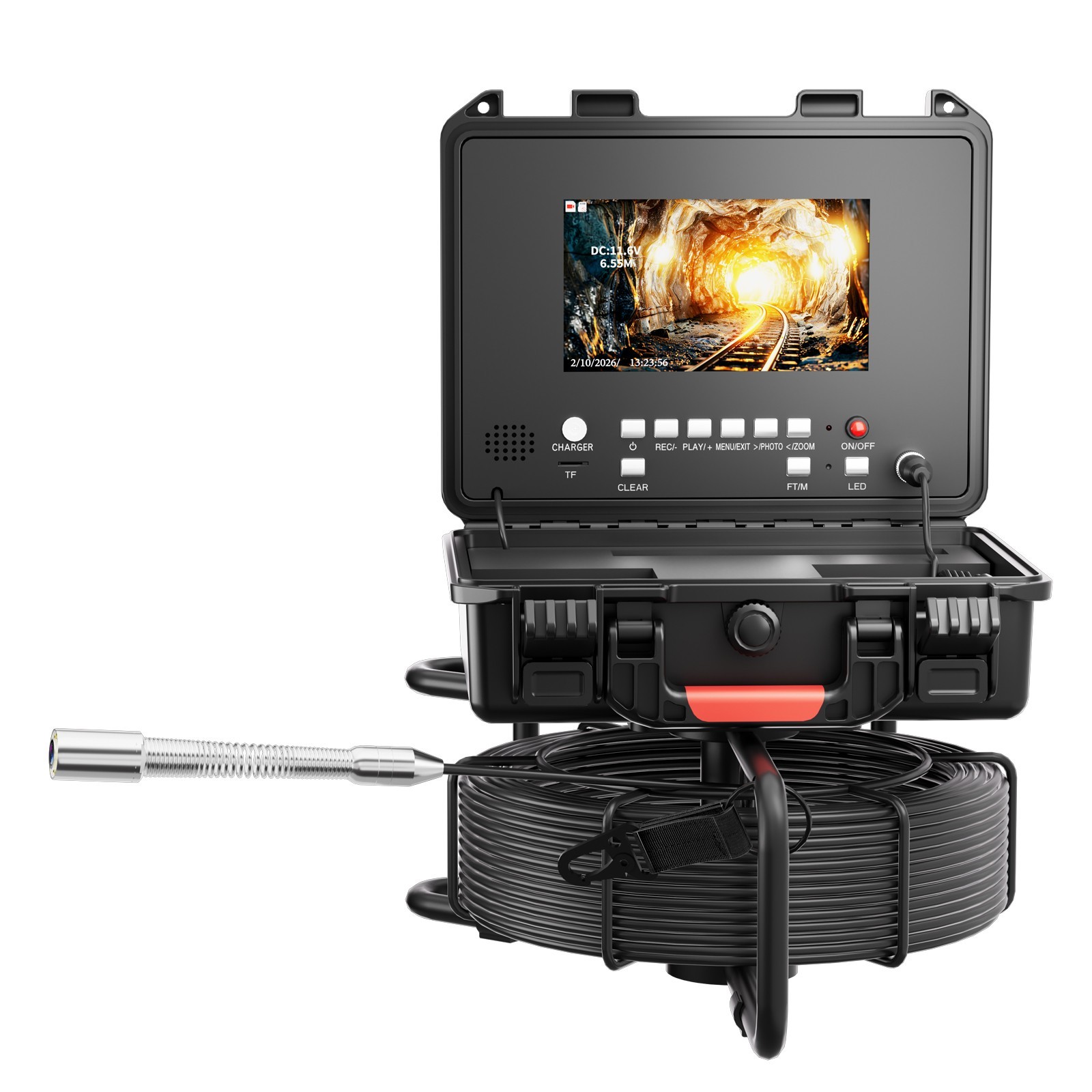30m Pipe Sewer Inspection Camera w/ Meter Counter Drain Sewer Endoscope 7" DVR
