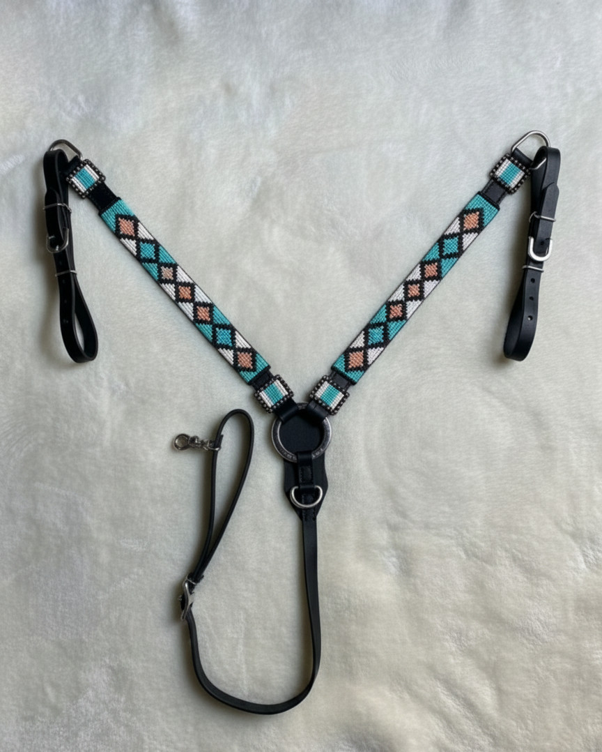 Martin Saddlery Western Premium Leather Equestrian Bead Headstall, Breast Collar