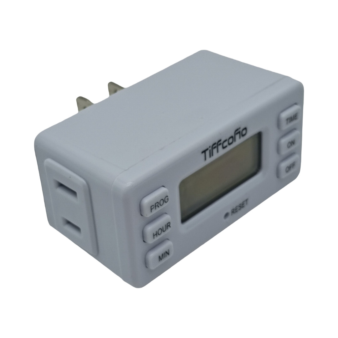 TiFFCOFiO Indoor 15A/1875W Digital Light Programmable Outlet Timer 2 Prong Plug