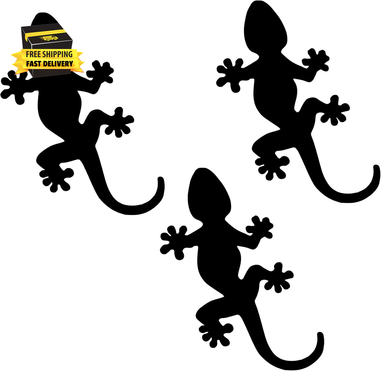 Retractable Screen Door Decals (3-Pack) - Gecko (Black) - Keep Children Safe, Al