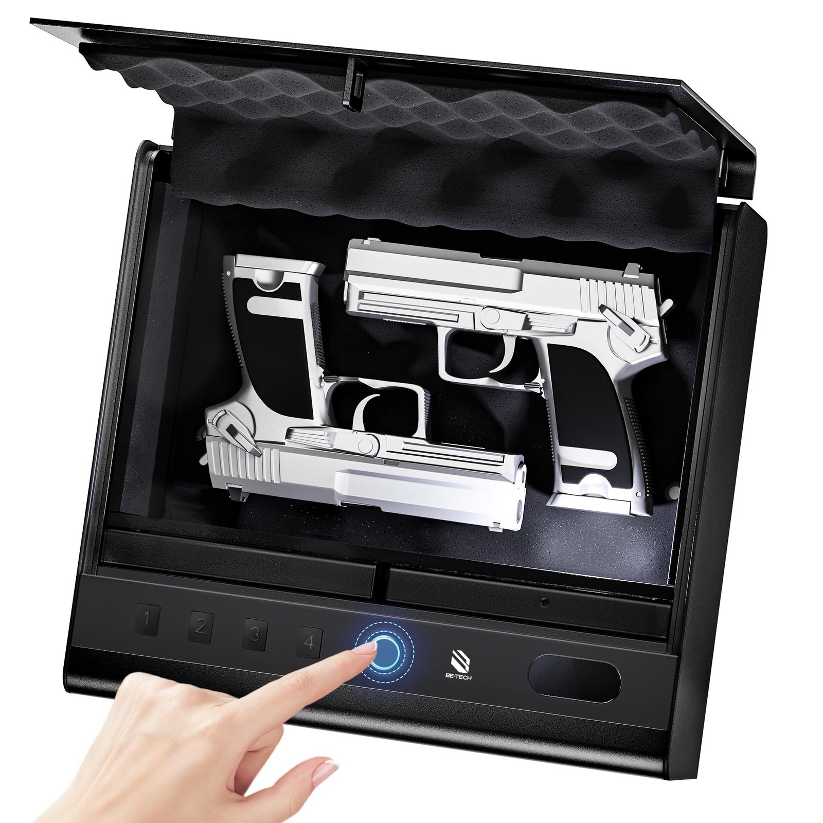 BE-TECH Biometric Gun Safe for Handgun, 0.22 Cubic Feet Compact, Black