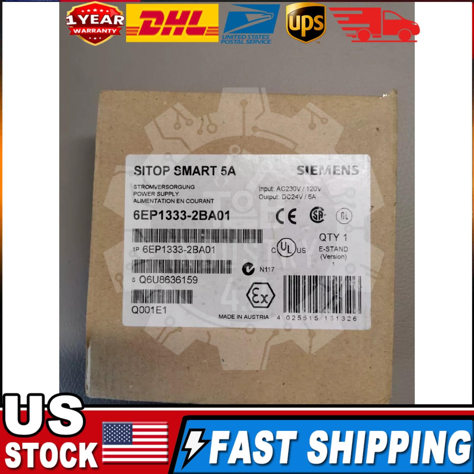 New Siemens 6EP1333-2BA01 SITOP 120 W Stabilized Power Supply 6EP1 333-2BA01