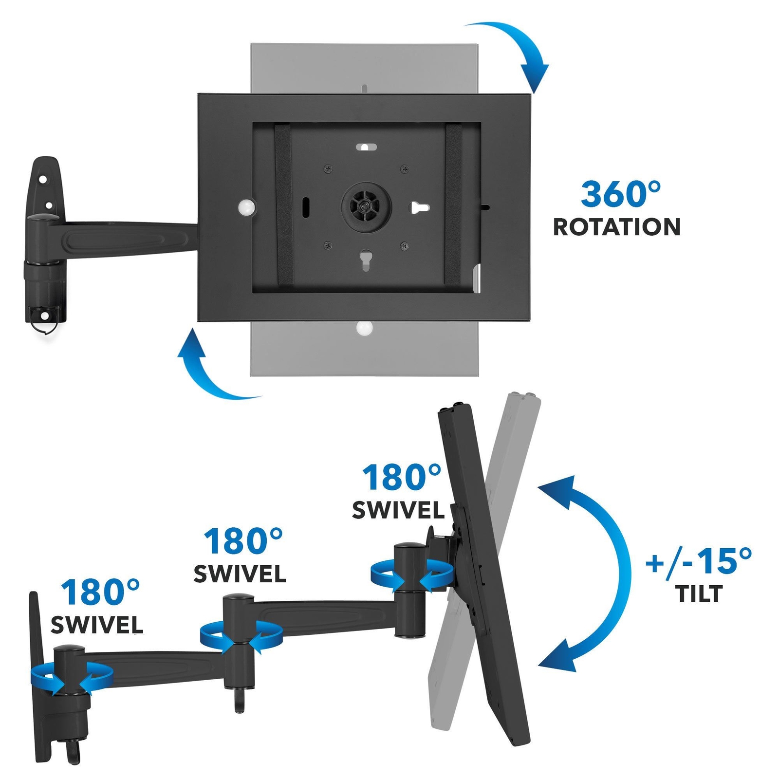 Mount-It! Secure iPad Wall Mount Enclosure w/ Swing Arm for iPad 8