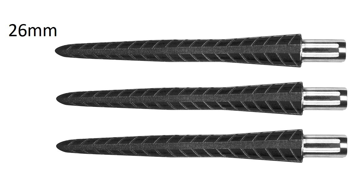 TARGET FIRESTORM  26mm BLACK QUARTZ STEEL TIP DART REPLACEMENT POINTS PACK OF 3