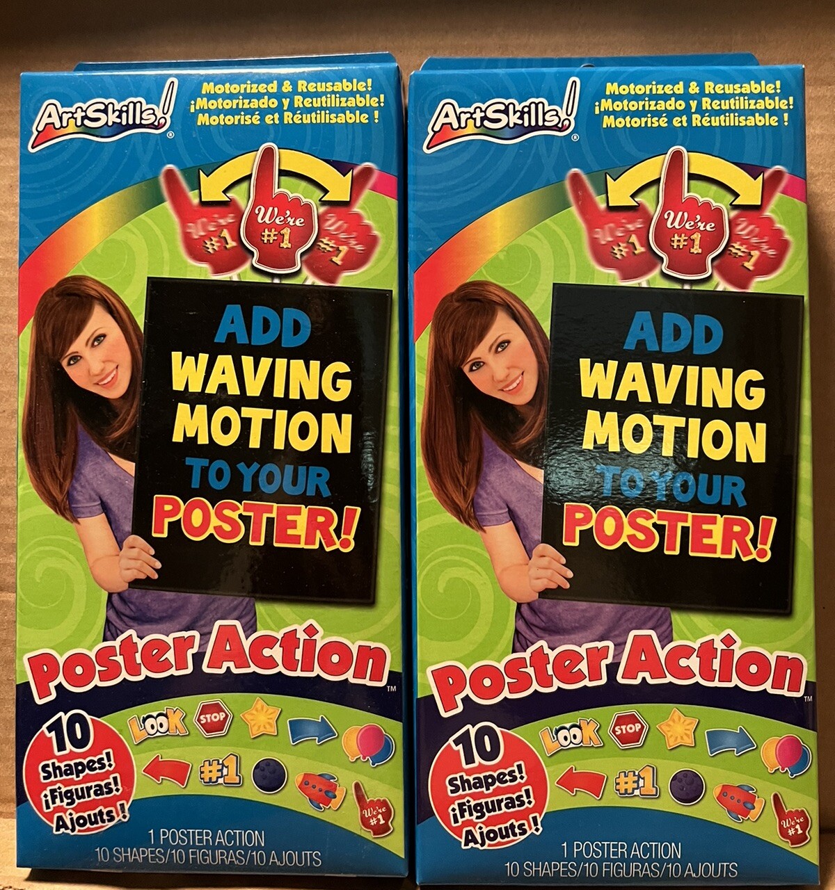 ART SKILLS POSTER ACTION MOTORIZED AND REUSABLE  LOT OF 2
