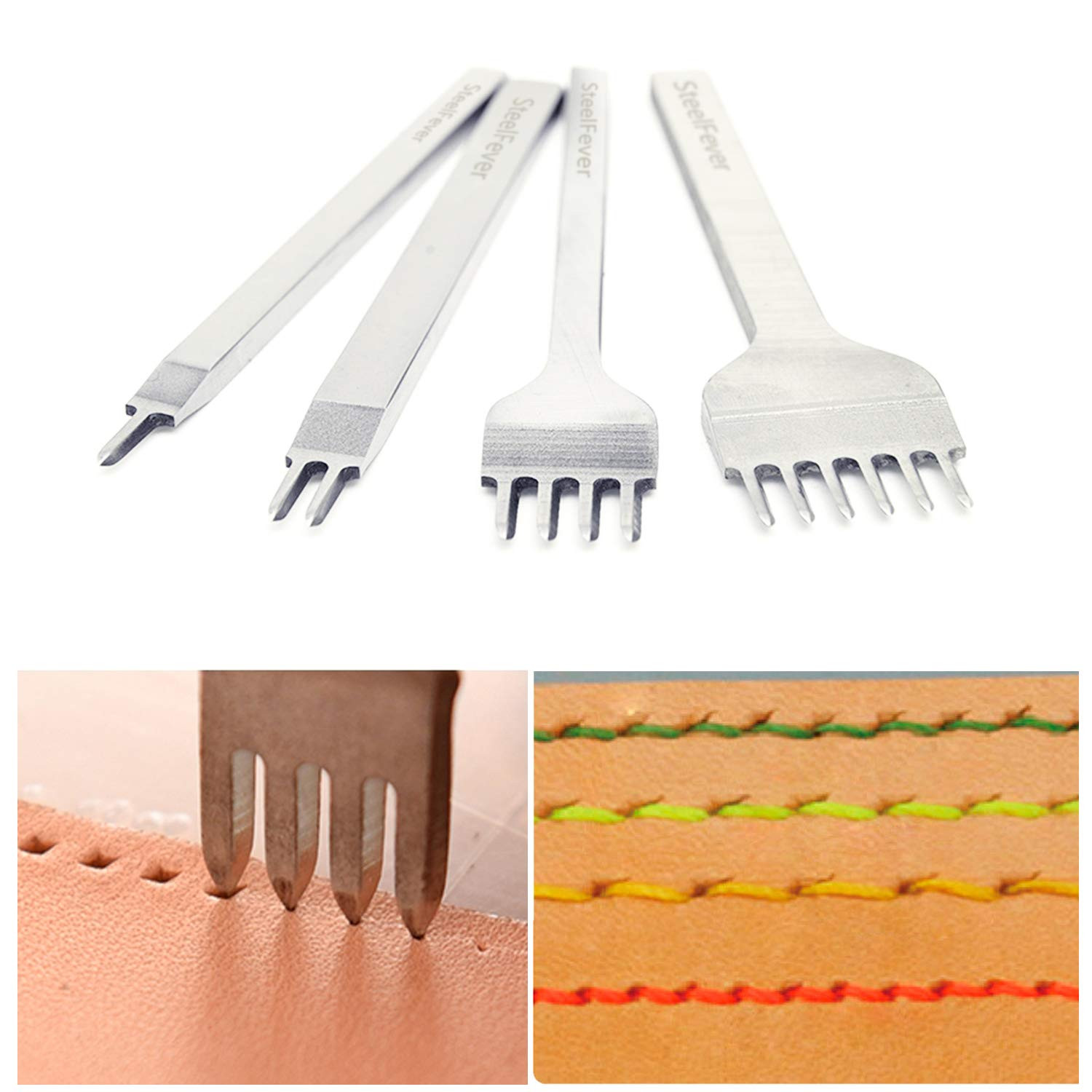Leather Craft Tool Hole Punches 1+2+4+6 Prong Lacing Stitching Punch, Craft K...