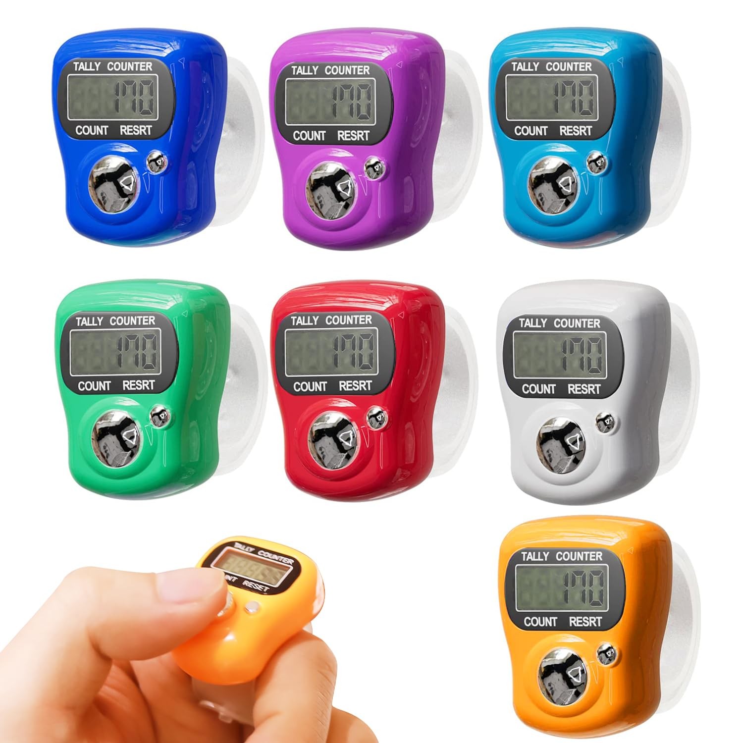 7 Pack Electronic Finger Counter 5 Digit Number Resettable Hand Tally