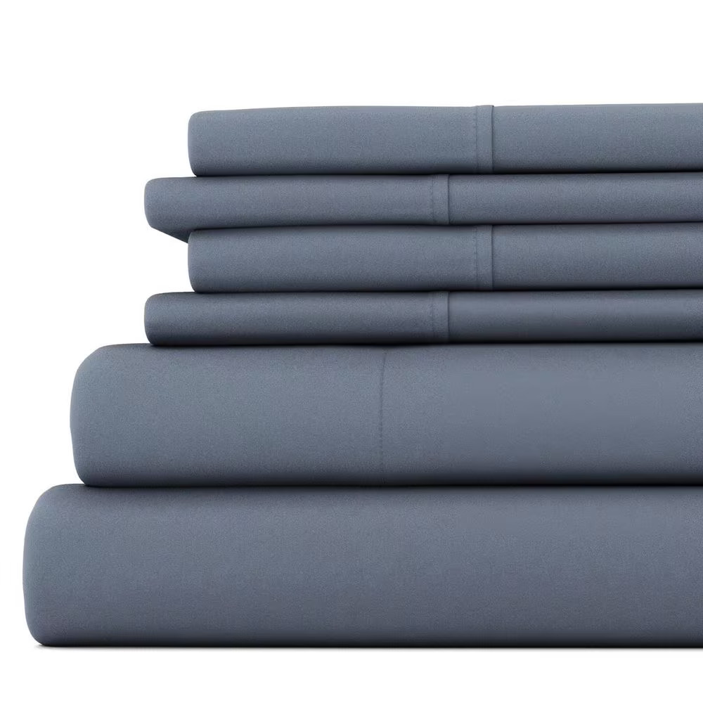 6-Piece Solid Stone King Bed Sheet Set Free Shipping New