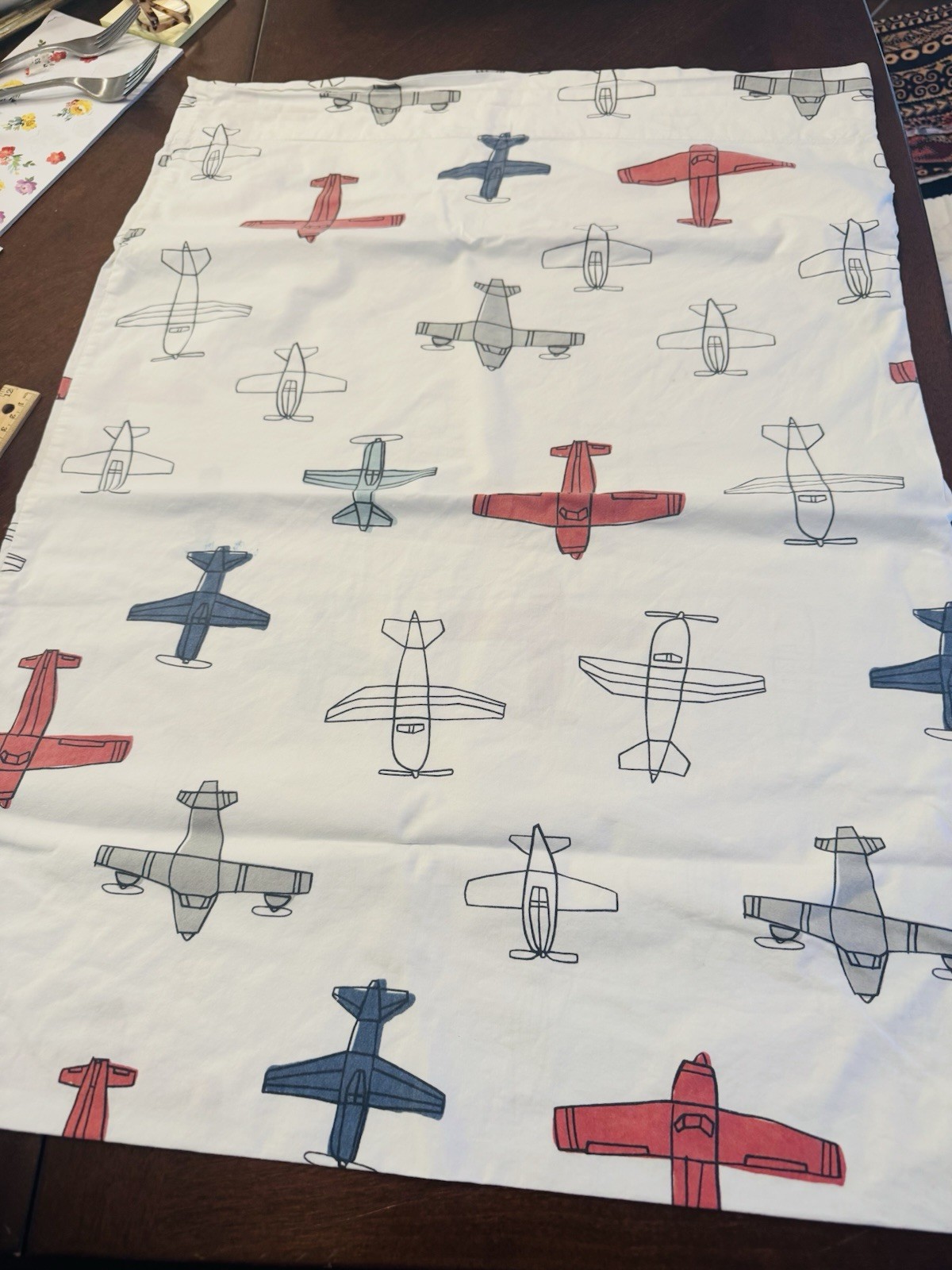 Pottery Barn Kids In Flight Airplanes 100% Organic Cotton Standard Pillowcase