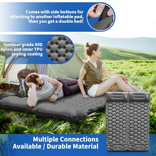 Sleeping Pad for Camping- Ultralight Inflatable Sleeping Mat with Built Grey