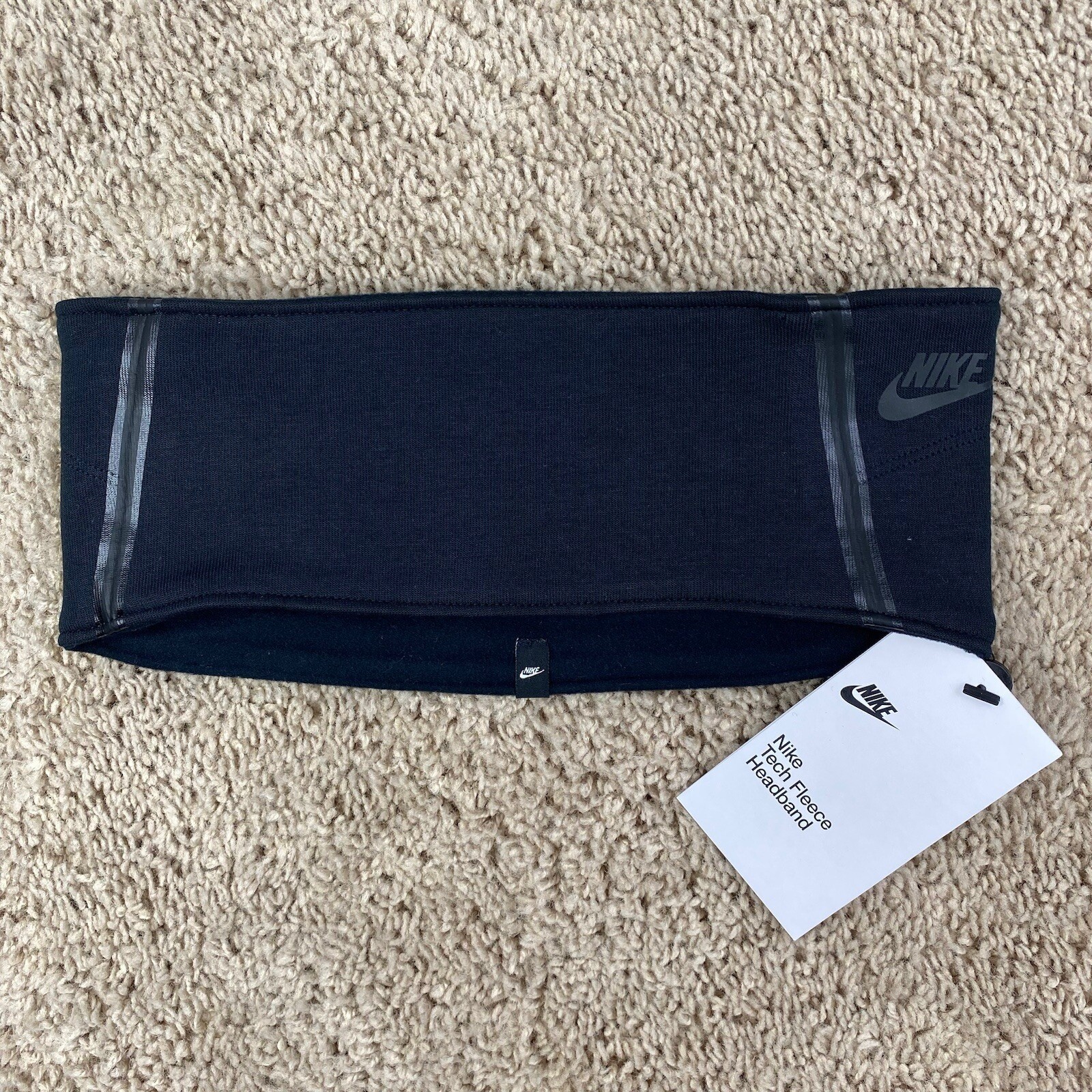 Nike Logo Headband Lightweight Tech Fleece Black  Stretchy, Wicking OSFM NWT