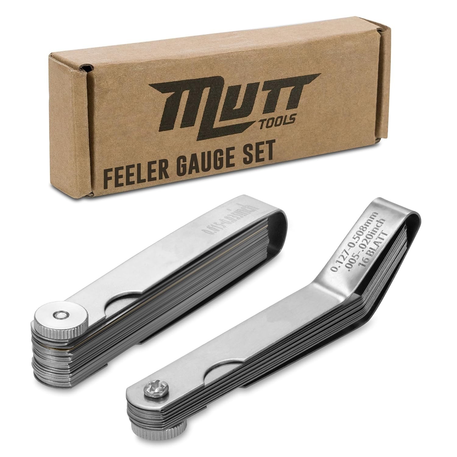 2Pc Straight & Angled Feeler Gauge Set - Inch & Metric for Valves, Filler Gauge
