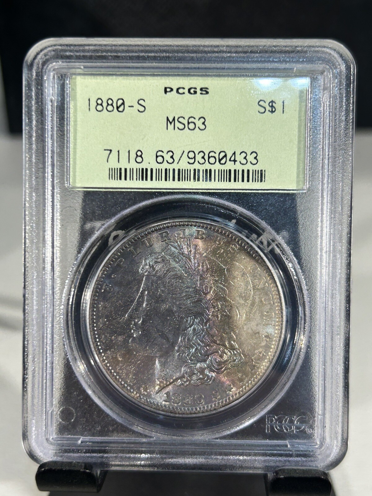 1880-S Morgan Silver Dollar OGH MS63 Obverse TONER
