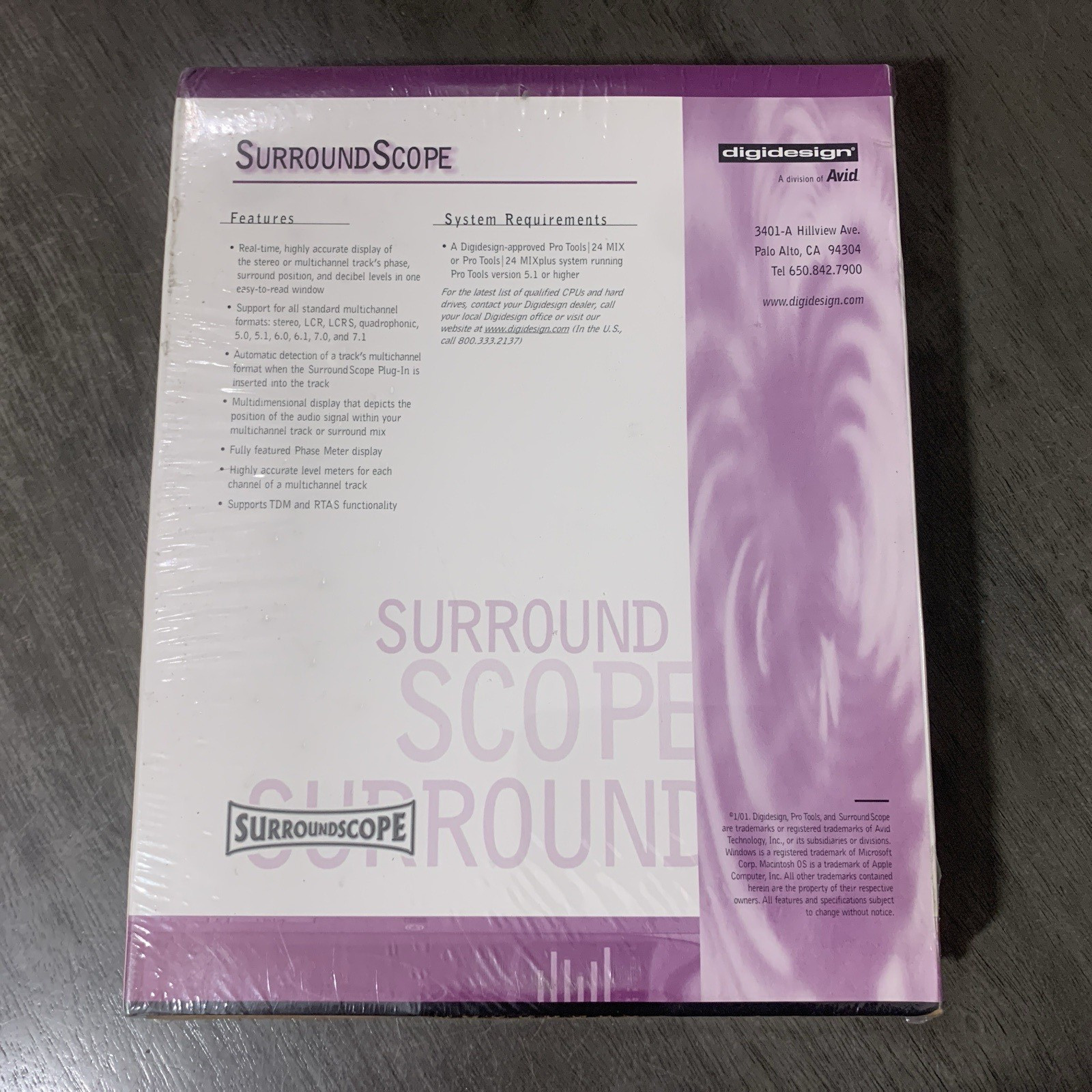 Vintage Digidesign Surround Scope TDM and RTA Plugin Software Sealed in Box