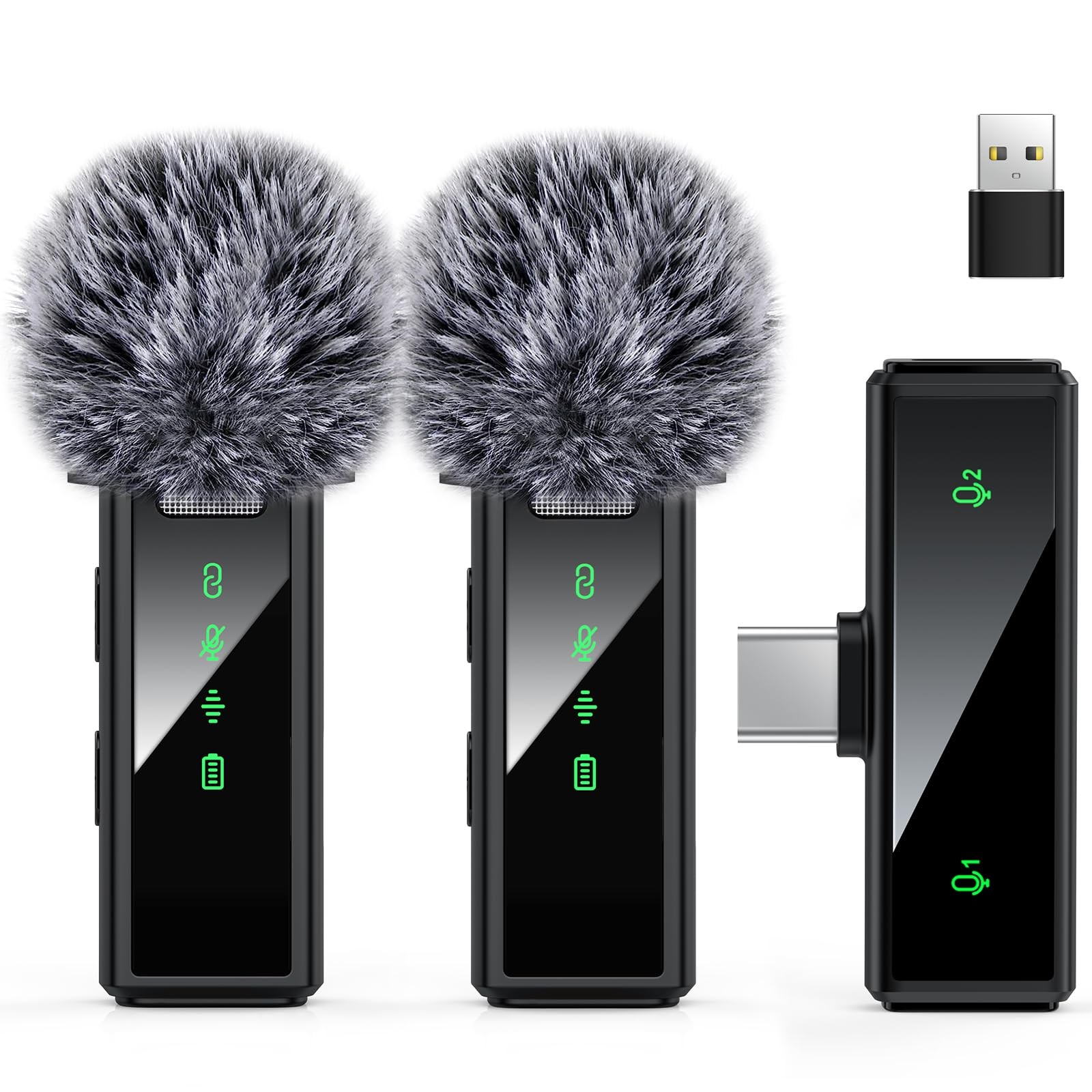 USB Wireless Lavalier Microphone for Android, PC, Laptop, iPhone 15/16, USB M...