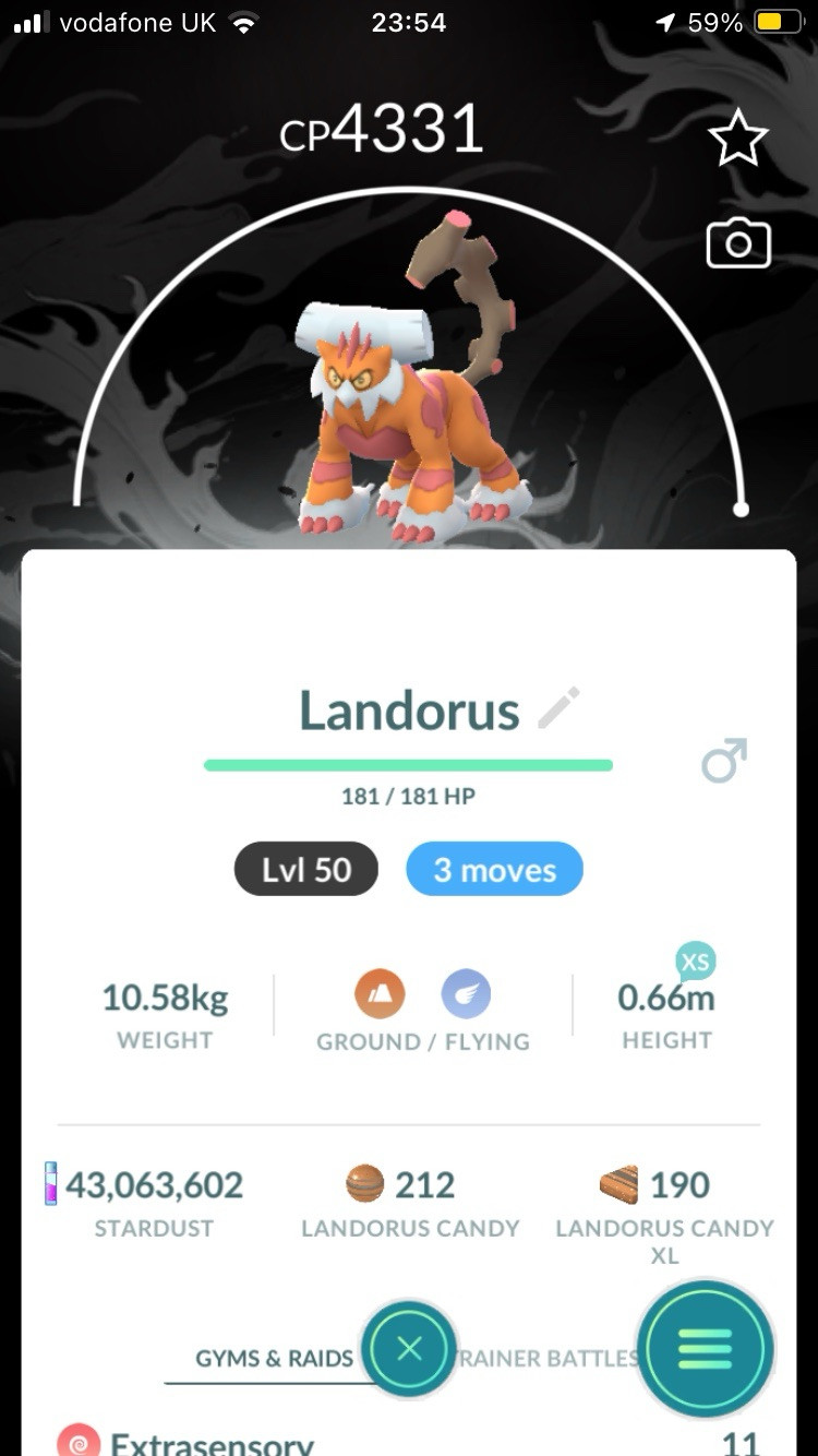 Pokémon Trade Go Level 50- Landorus Therian 3 Moves Special Background-Legacy