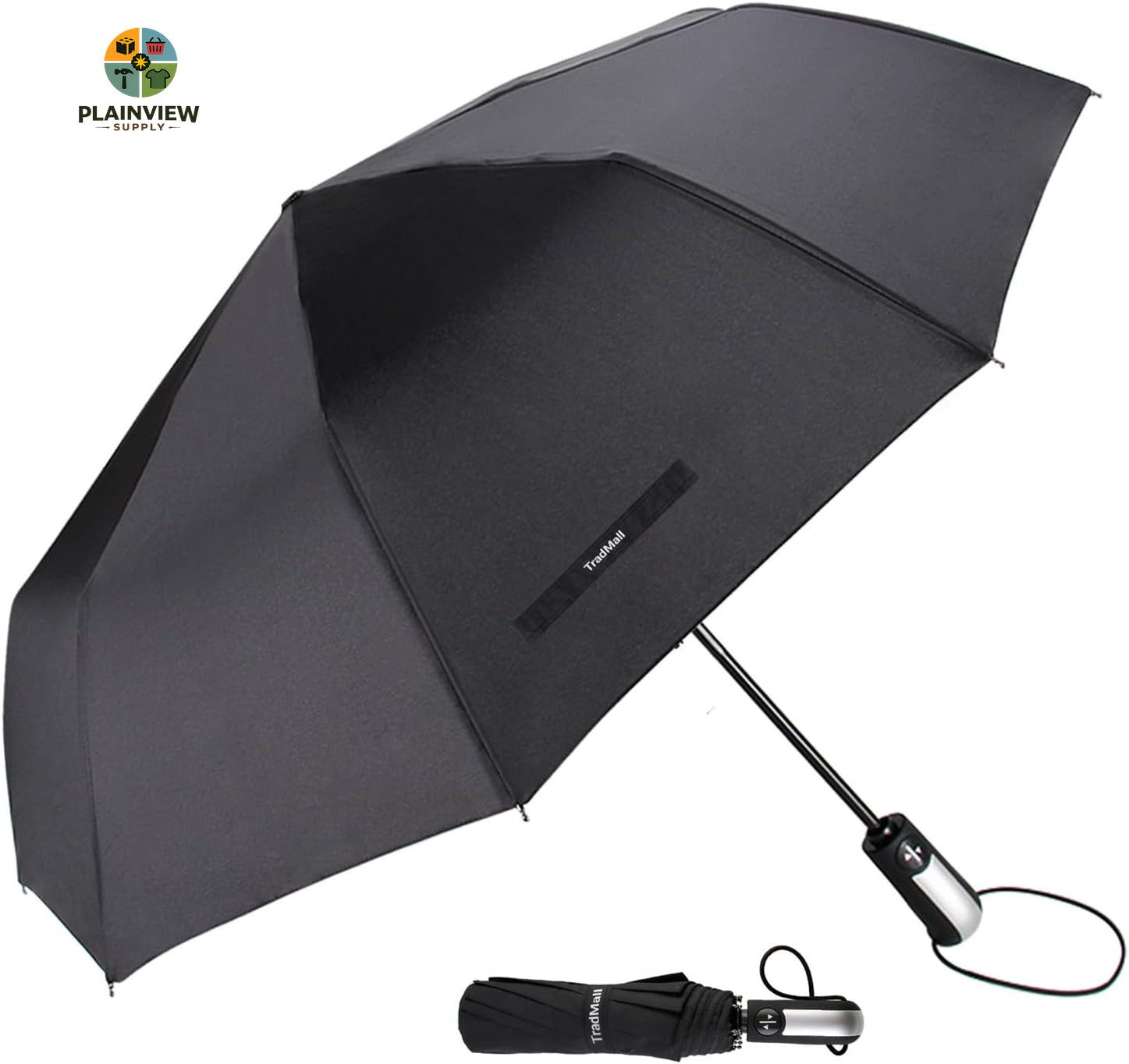 Travel Umbrella Windproof with 46 Inches Large Canopy 10 Reinforced Fiberglass R