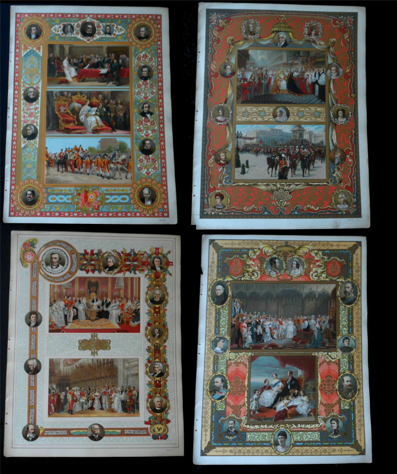 4 Larger Size Old Colour plates/prints early 1900s