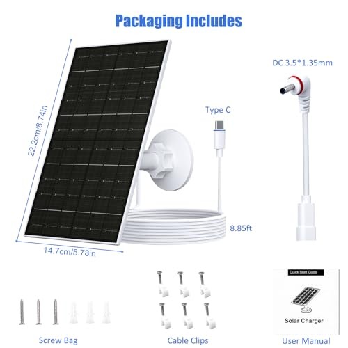 Solar Panel for Ring Camera, Compatible with Ring Stick Up Cam (2nd/3rd Gen) &