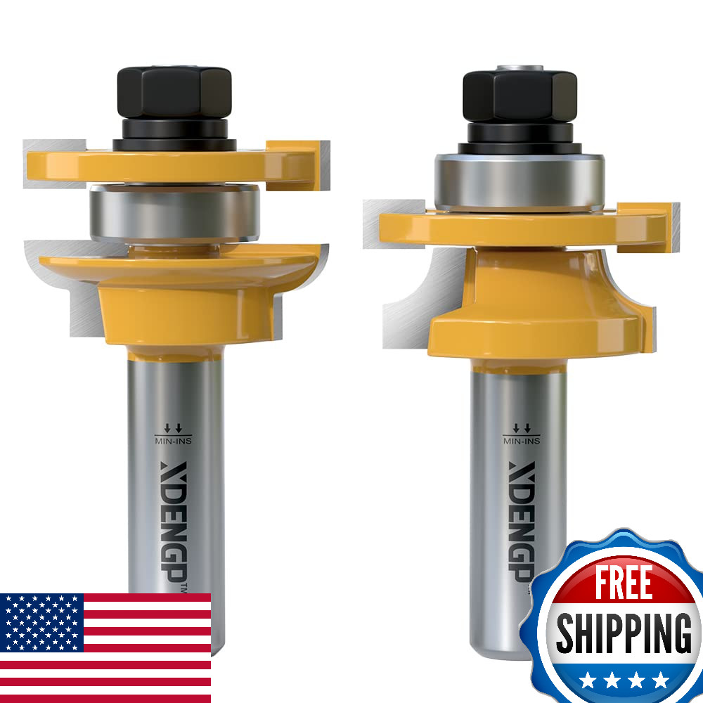 XDENGP Router Bit Set: 2PCS Round Over Rail & Stile, 1/2" Shank, 3/8" Cut