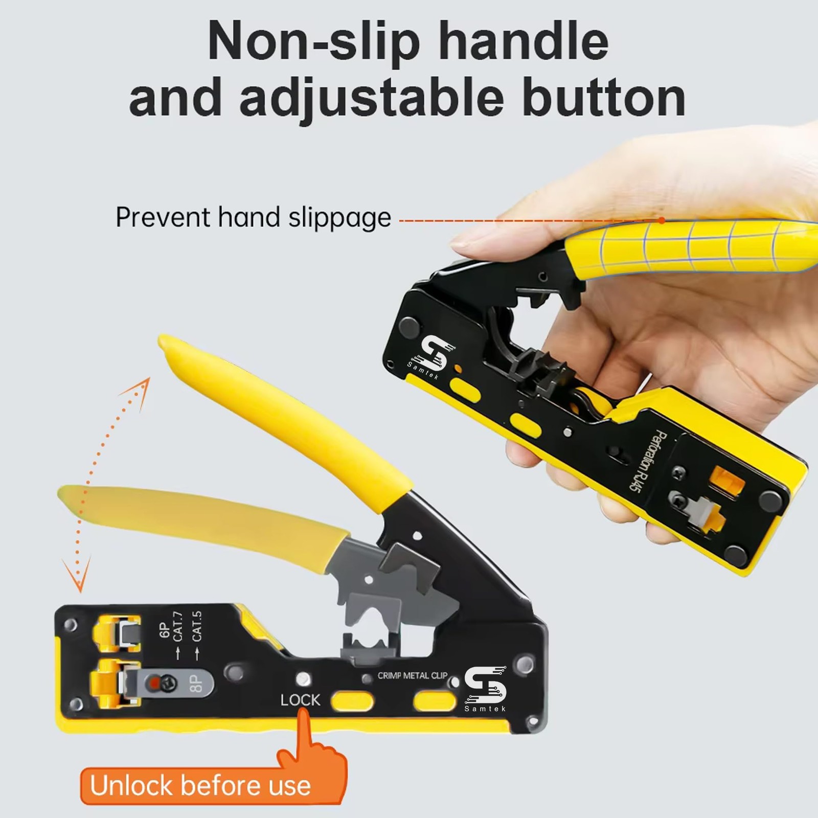 RJ45 Ethernet Passthrough Crimper Tool Pass Through Crimping, All in One Crim...