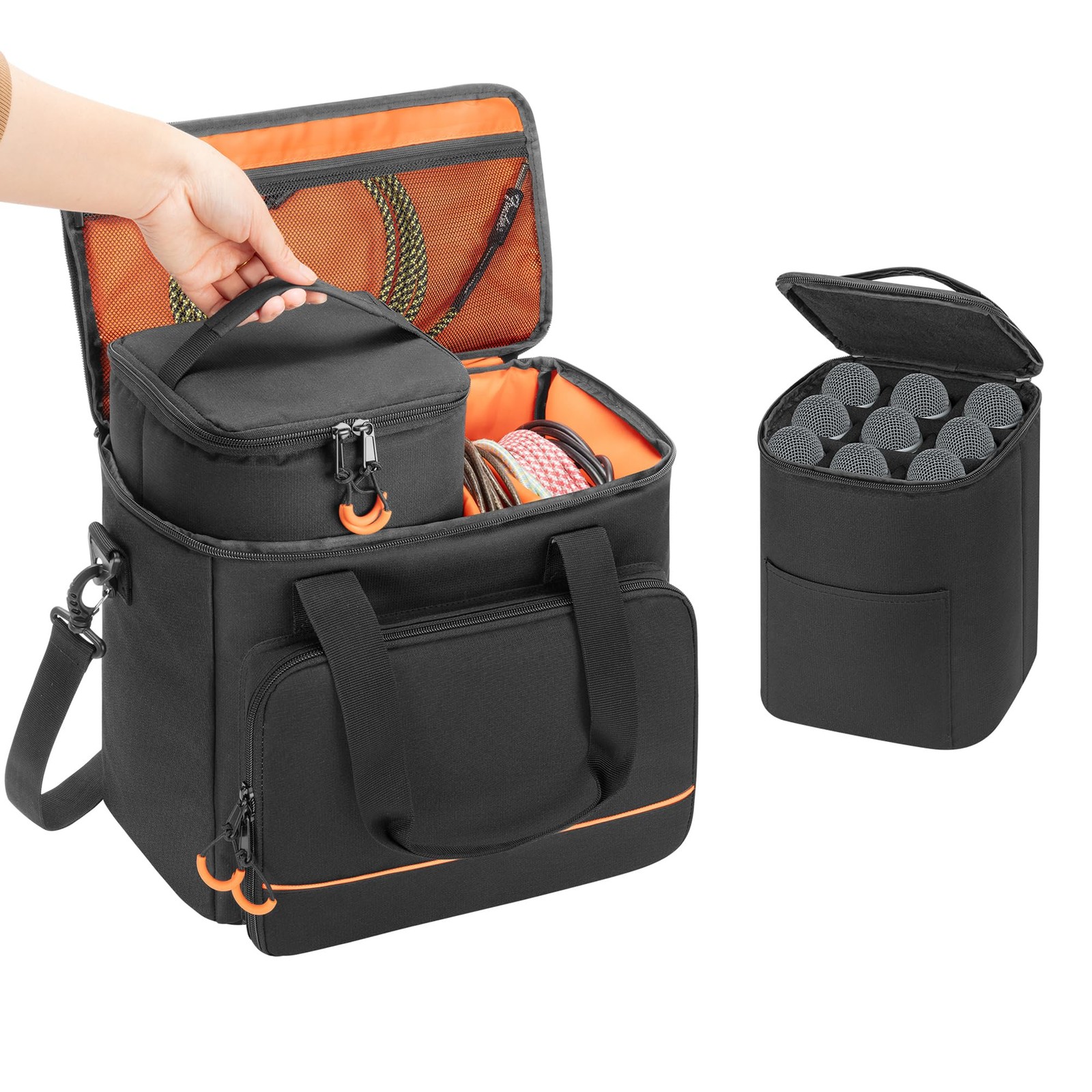Wireless Microphone Case 9 Slots Carrying Case for Handheld Mic System Patent