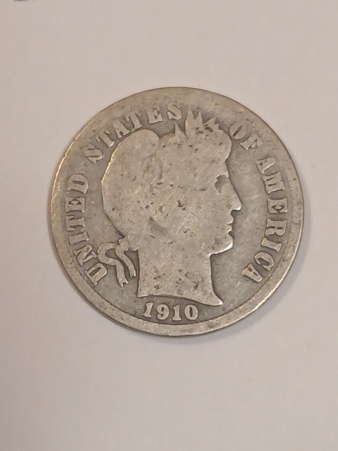 1910-S Barber Dime - 90% Silver 10c US Coin  - Free Shipping San Francisco Mint