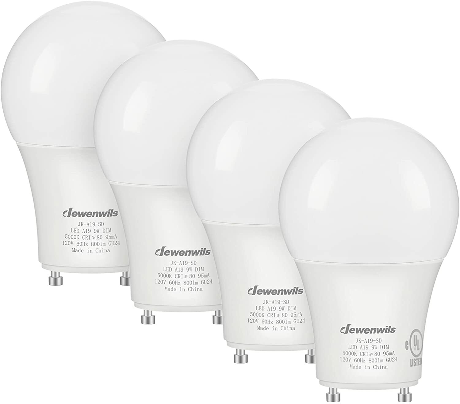 DEWENWILS GU24 LED Light Bulb Dimmable 2 Prong Light Bulbs 5000K Daylight