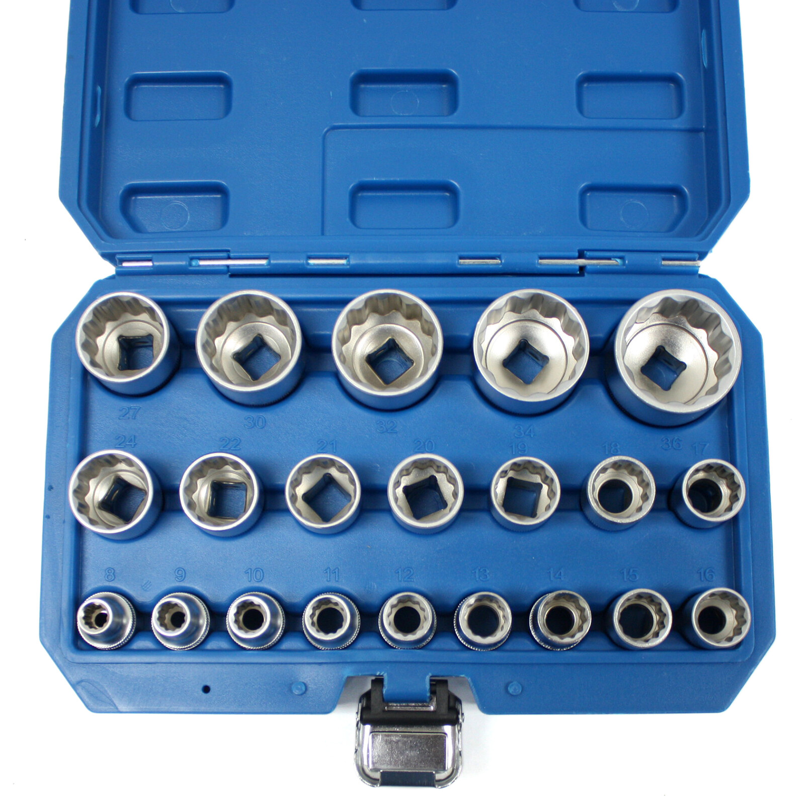 21pc Spline Socket Set 12 PT Point 1/2" Dr Gear Wall Rounded 8 - 36mm Metric