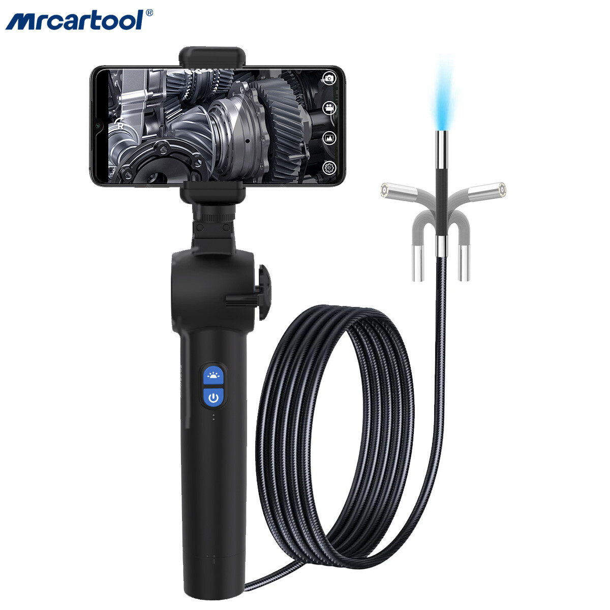 Two-Way 210° Articulating Borescope Endoscope 6.25mm Lens for IOS/Android/Tablet